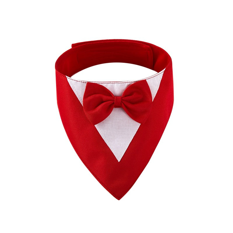 Formal Dog Bandana with Bow Tie – Tuxedo Style for Weddings, Parties & Special Moments