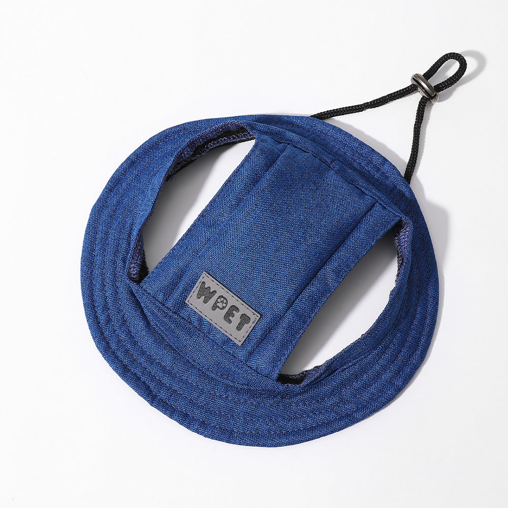 Dog Sun Hat – Breathable Linen Cap with Ear Holes & Adjustable Strap