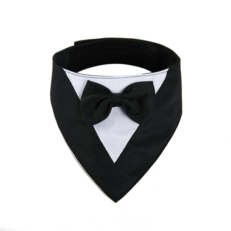 Formal Dog Bandana with Bow Tie – Tuxedo Style for Weddings, Parties & Special Moments