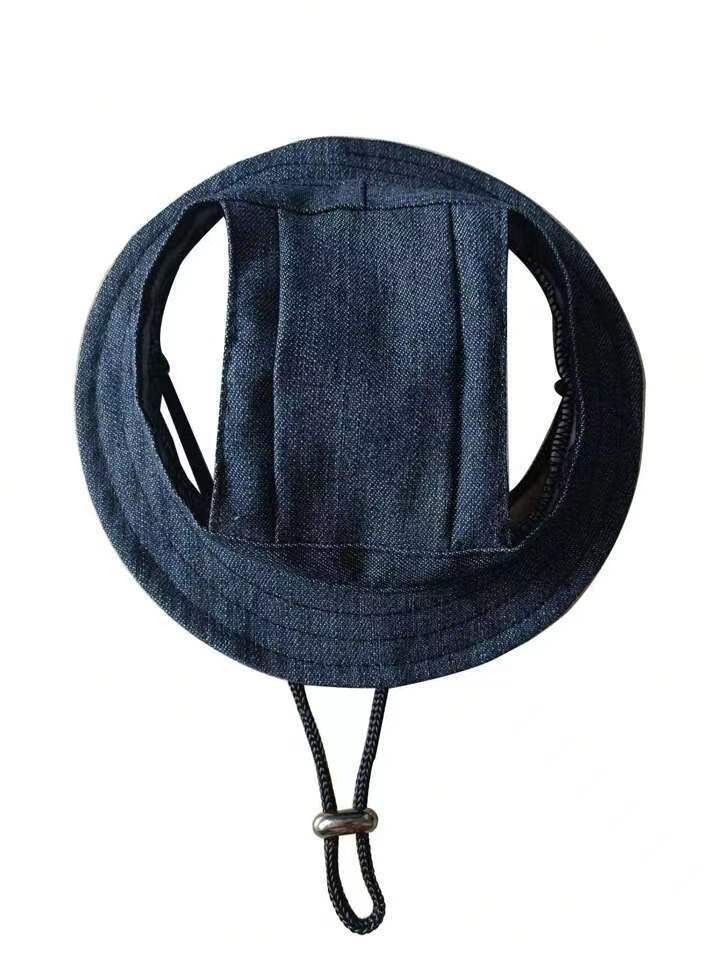 Dog Sun Hat – Breathable Linen Cap with Ear Holes & Adjustable Strap