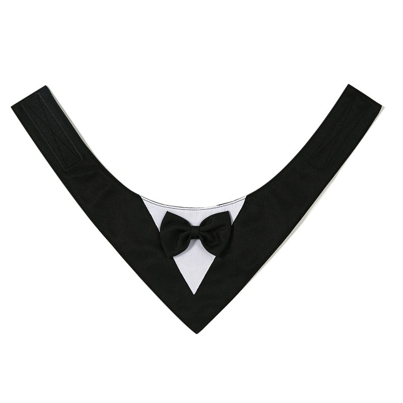 Formal Dog Bandana with Bow Tie – Tuxedo Style for Weddings, Parties & Special Moments