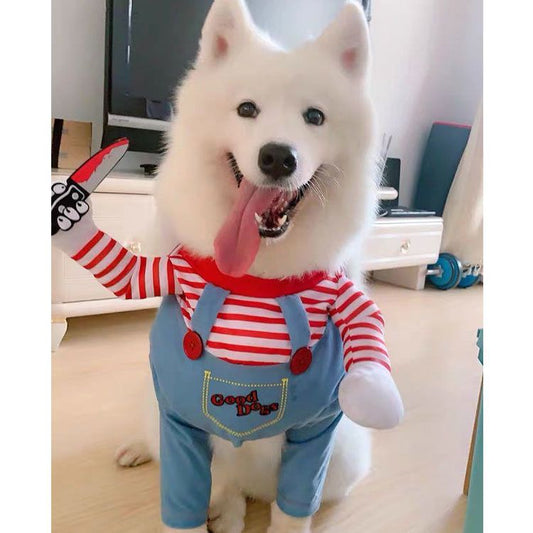 Funny Dog/Cat Halloween Costume – Pet Apparel with Knife Prop, Transforming Outfit for Small to XL pets